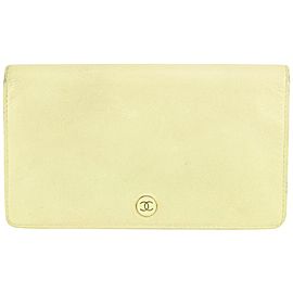 Chanel Beige Calfskin Leather CC Logo Button Line Long Wallet 7CC929