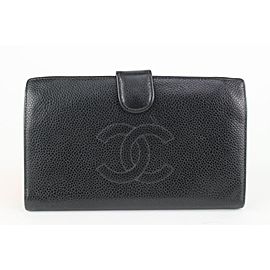 Chanel Black Caviar Leather CC Logo Long Wallet 122c2
