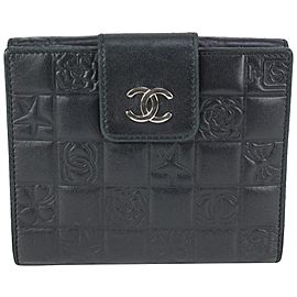 Chanel Black Chocolate Bard Quilted Icon Charms Bifold Flap CC Wallet 818ca61