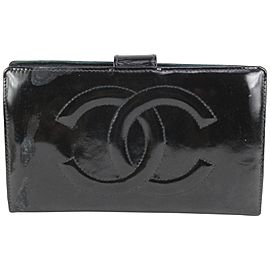 Chanel Black Patent CC Logo Long Flap Wallet 1210c31