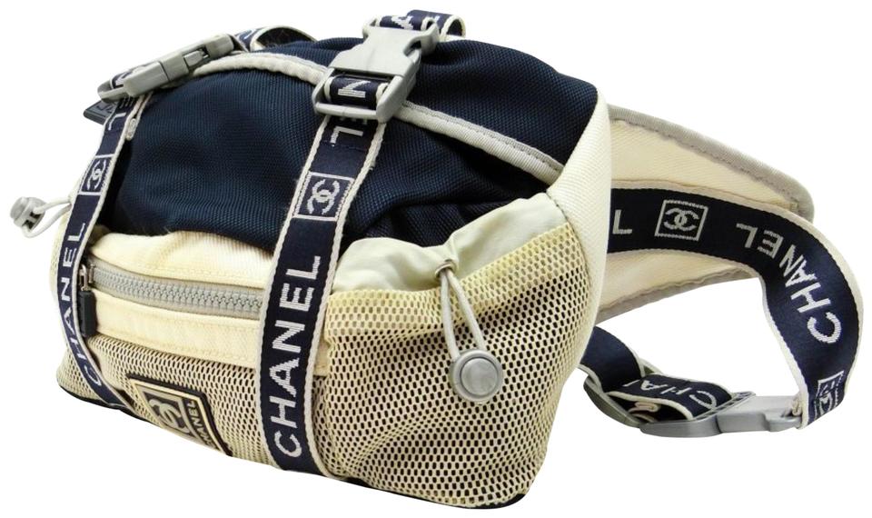 Chanel Bum Cc Sports Fanny Pack Waist Pouch Sports 239579 Navy X Off-white  X Gray Nylon Mesh Weekend/Travel Bag, Chanel
