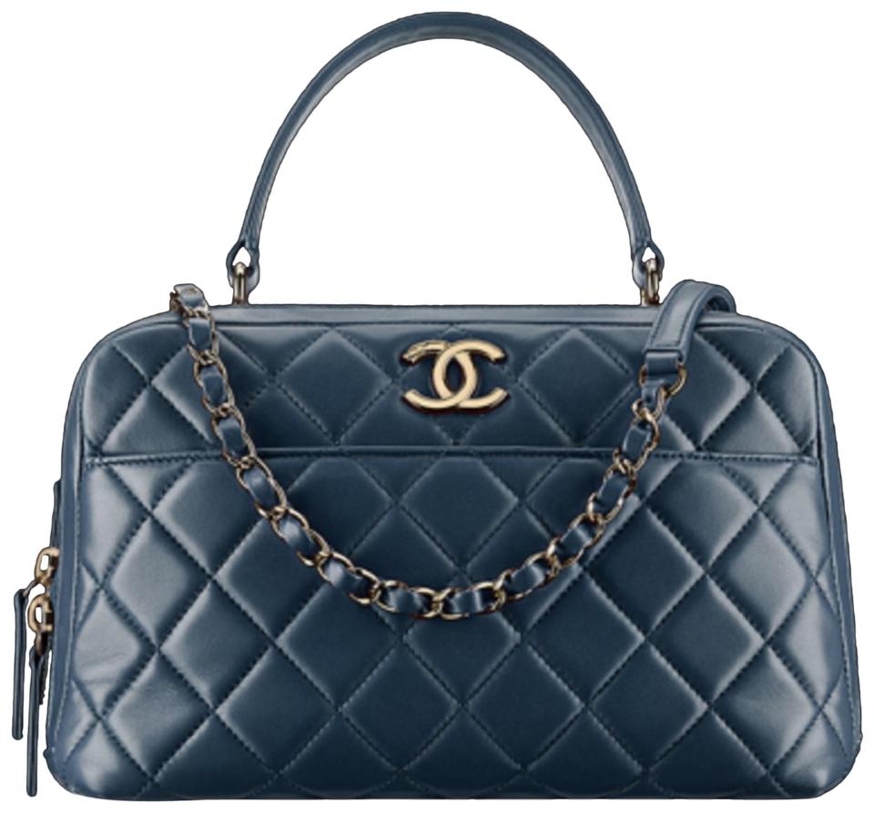 Chanel Camera Bag Quilted Lambskin Small Trendy Cc Bowling 2way 2ce0109  Blue Leather Satchel, Chanel