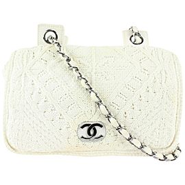 Chanel Ivory Woven Knit Flap Chain Bag 1111c38