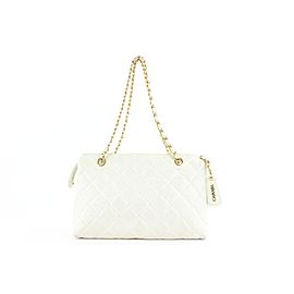 Chanel White Quilted Caviar Chain Bag 5C1113