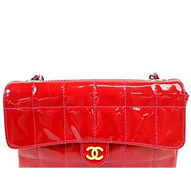 Chanel Classic Belt Quilted Patent Rectangular Mini Flap 233993 Red Leather Cross Body Bag