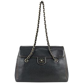 Chanel Black Caviar Leather Chain Flap Bag 119c40