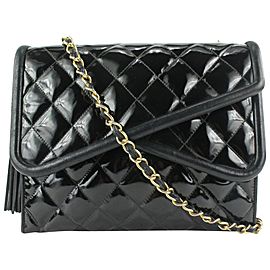 Chanel Black Patent Fringe Tassel Flap Bag
