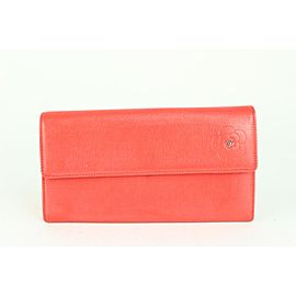 Chanel Coral Leather Camellia CC Flap Wallet Long 1025c26