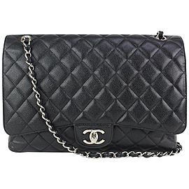 Chanel SHW Quilted Black Caviar Leather Maxi Classic Double Flap 831cas47