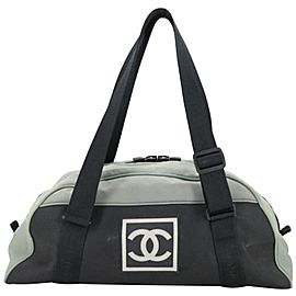 Chanel Duffle Cc Logo Sports Bicolor Two-tone Boston 866582 Grey Nylon Shoulder Bag