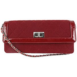 Chanel Red Quilted Canvas x Patent East West Clutch with Chain 1112c61