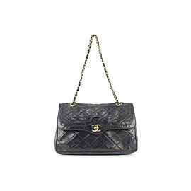 Chanel Rare Quilted Black Lambskin Limited CC Classic Chain Flap Bag 2CAS1115