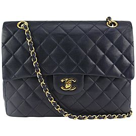 Chanel Navy Quilted Lambskin GHW Square Half Flap Medium Classic Bag 1116c39