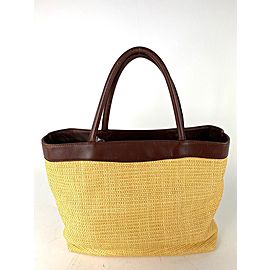 Chanel Hobo Handbag Straw Wicker Cc Shopper Tote 7ca527 Beige X Brown Raffia Weekend/Travel Bag