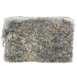 Chanel Grey Rabbit Lapin Fur Pochette 1014c21