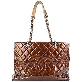 Chanel Quilted Bronze GST Patent Grand Shopping Tote Bag 196ccs29