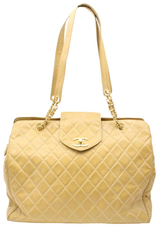 Chanel Supermodel Extra Large Beige 896035 Yellow Vinyl Shoulder Bag, Chanel