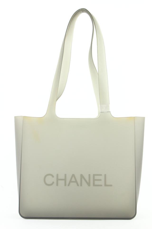 Vintage Chanel Jelly Tote Bag with Pouch Neutral Gray PM