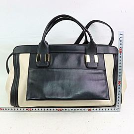 Chloé Duffle Bicolor Boston with Strap 870912 Black Leather Weekend/Travel Bag