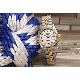 Ladies Rolex Datejust Cream Arabic Jubilee Dial Two Tone Watch