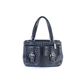 Coach Double Pocket Tote 12coz0710 Black Leather Shoulder Bag