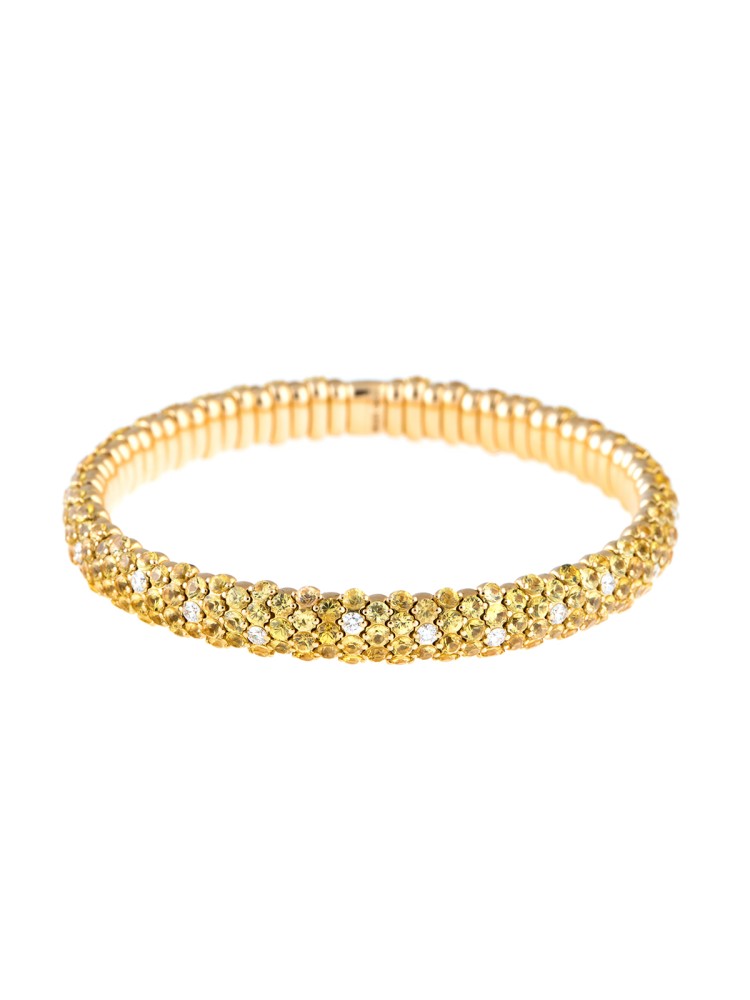 Stretch Collection 18K Yellow Gold Diamonds and Sapphires Bracelet