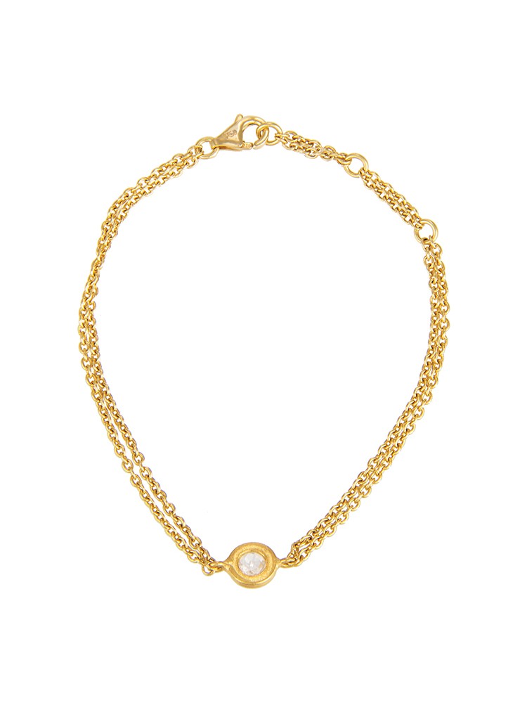 Yossi Harari Jewelry Roxanne 24k Gold Rose Cut Diamond Mica Bracelet 
