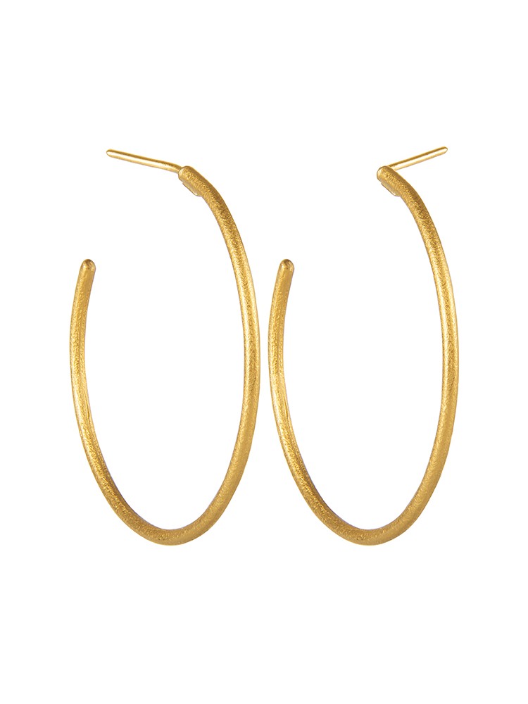 Yossi Harari Jewelry 24k Gold Medium Jane Hoop Earrings 