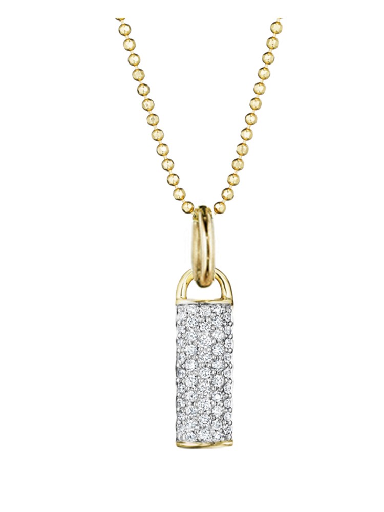 Yellow Gold and Diamond Bar Drop Necklace