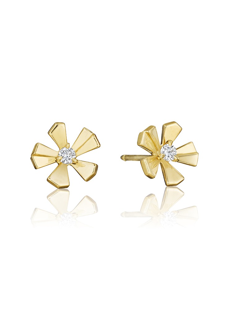 18K Gold Wonderland Small Pow Orchid Stud Earrings