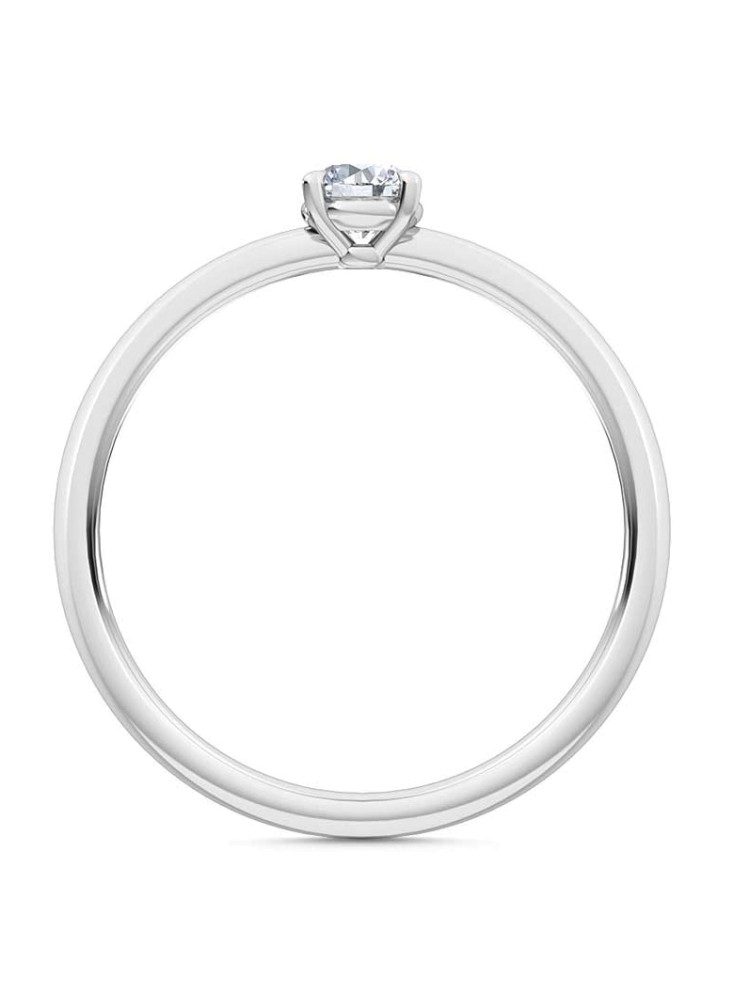 0.25 Ct Round Cut Petite Lab Grown Diamond Ring in 14K White Gold