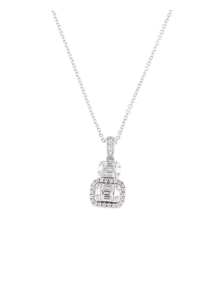 Mosaic Collection 18K White Gold Diamonds Necklace