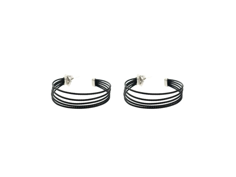 Alor 18K White Gold/Stainless steel & Black PVD Cable Earring