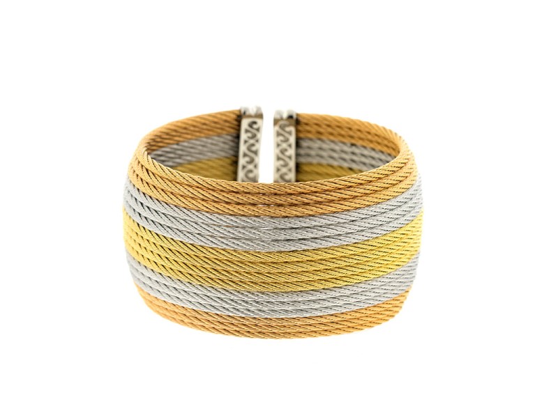 Alor 18K Yellow Gold/Stainless steel with. 16 ROWTRI COLOR cable Bangle