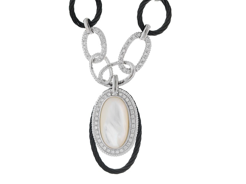 Alor 18K White Gold/Stainless steel & Black PVD & 4.8CT Mother of pearl Necklace