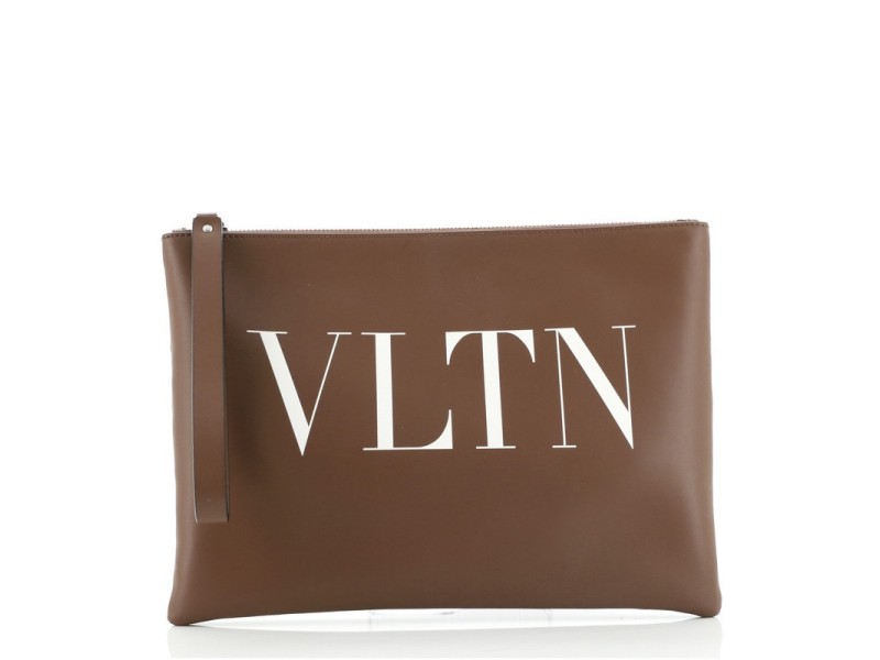 Valentino VLTN Wristlet Clutch Printed Leather Medium