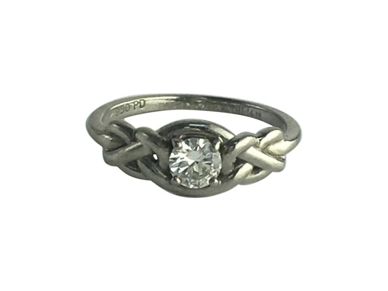 Solitaire Palladium 0.46ct Diamond Engagement Ring Size 7
