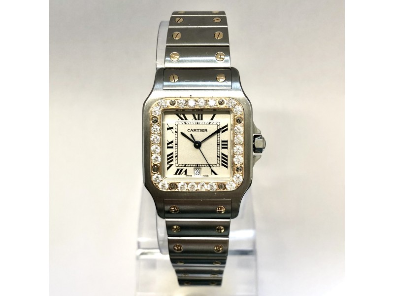 CARTIER SANTOS GALBEE Quartz 2 Tone 0.94TCW Diamond Watch