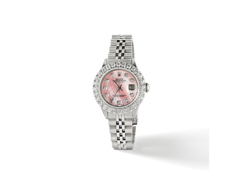 Rolex Datejust Steel 26mm Jubilee Watch 2CT Diamond Bezel / Vibrant Pink Dial