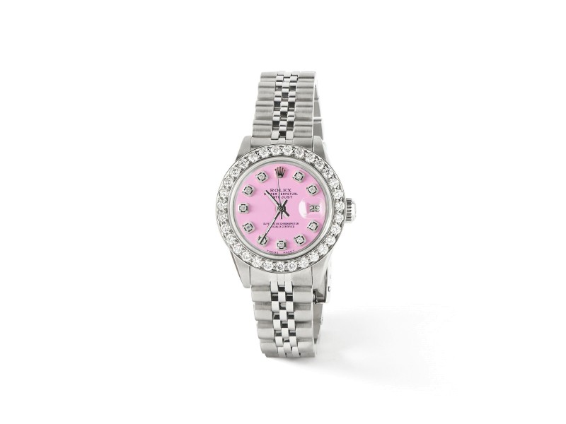 Rolex Datejust Steel 26mm Jubilee Watch Pastel Pink 1.3CT Diamond Bezel & Dial