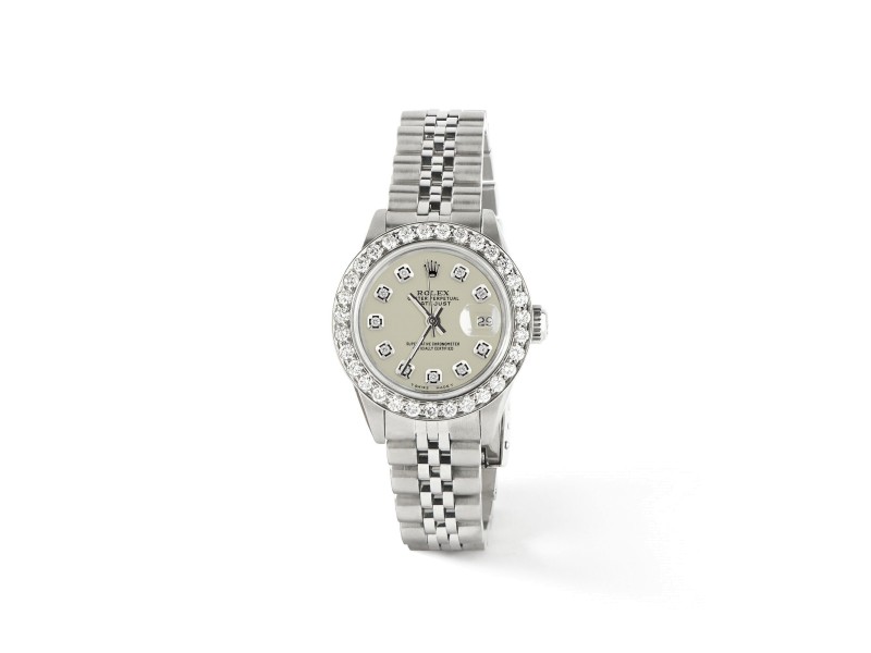 Rolex Datejust Steel 26mm Jubilee Watch Linen White 1.3CT Diamond Bezel & Dial