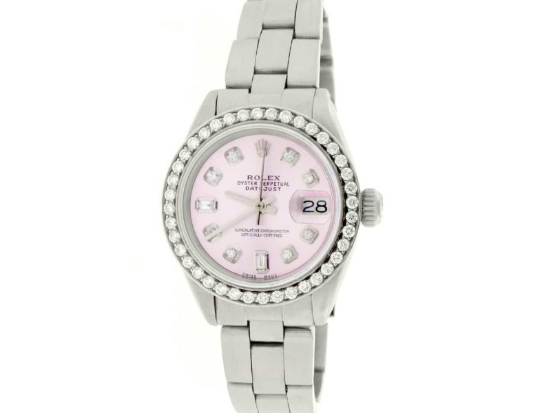 Rolex Datejust Ladies Automatic Stainless Steel 26mm Oyster Watch with Pink Diamond Dial & Bezel