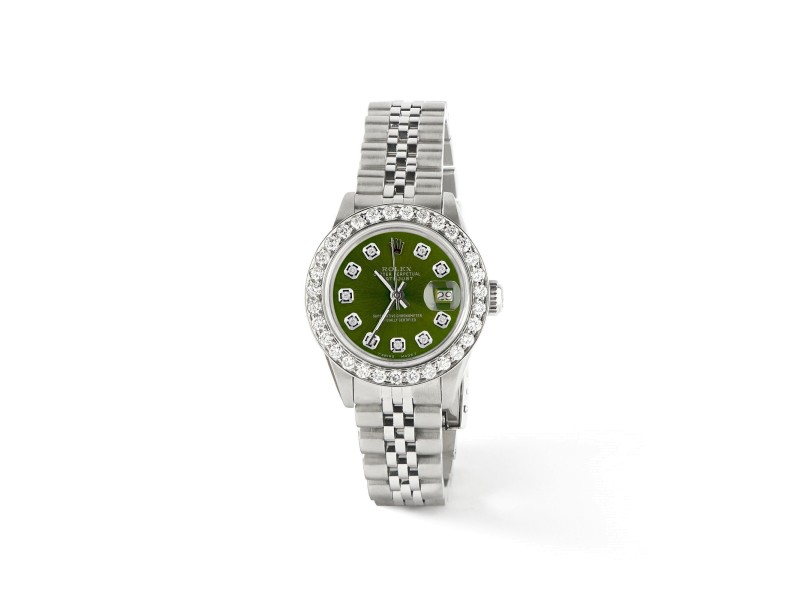 Rolex Datejust Steel 26mm Jubilee Watch Royal Green 1.3CT Diamond Bezel & Dial