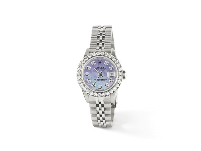 Rolex Datejust Steel 26mm Jubilee Watch Purple MOP 1.3CT Diamond Bezel & Dial