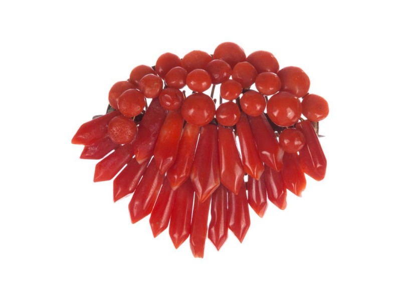 Victorian Red Coral Picks and Berry Brooch