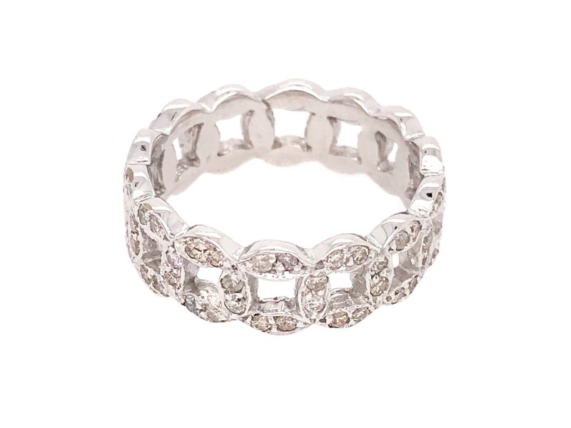 14k White Gold Diamond Link Band Ring