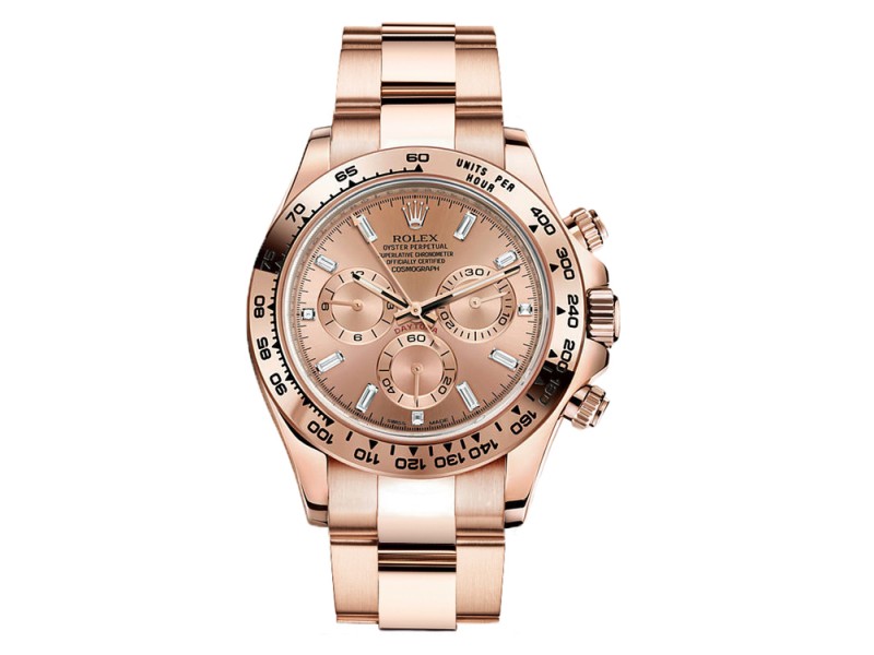 Rolex Daytona Rose Gold Pink Champagne Diamond Dial 40mm Watch
