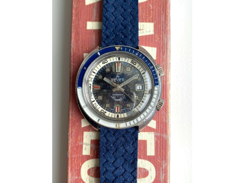 Vintage Squale Compressor Diver Automatic Blue Dial Patina Bakelight Bezel Watch