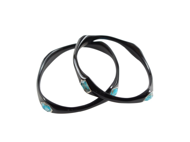 Ippolita Resin and Sterling Silver with Turquoise Bangle Bracelet
