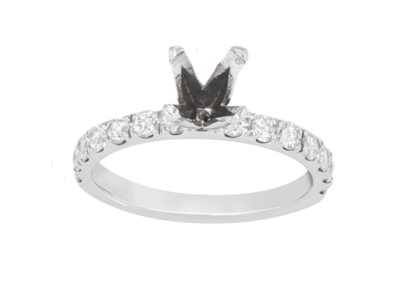 Rachel Koen 14K White Gold Diamond Accented Engagement Ring Casting 0.75 Cttw